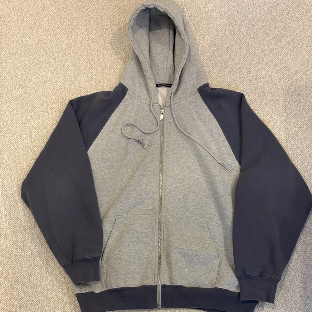 Brandy Melville Gray and Navy Hoodie Jacket